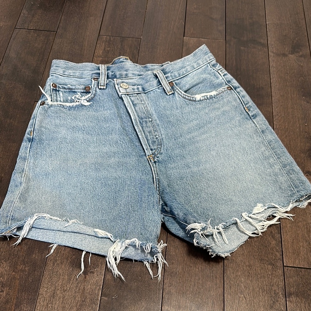 AGOLDE v waist Denim Distressed Women's Shorts size 24 euc